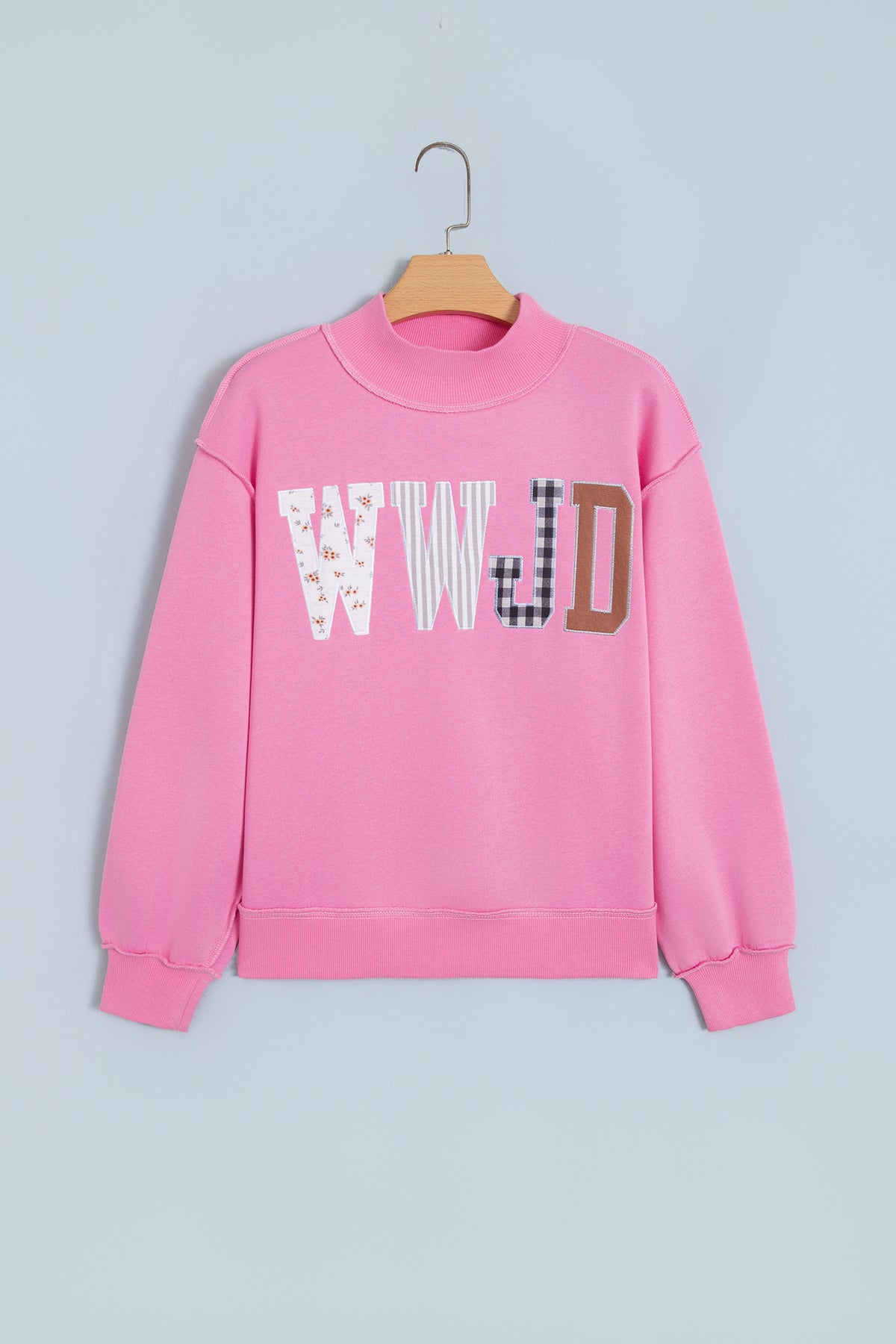 Embroidered Patch Graphic WWJD Sweatshirt