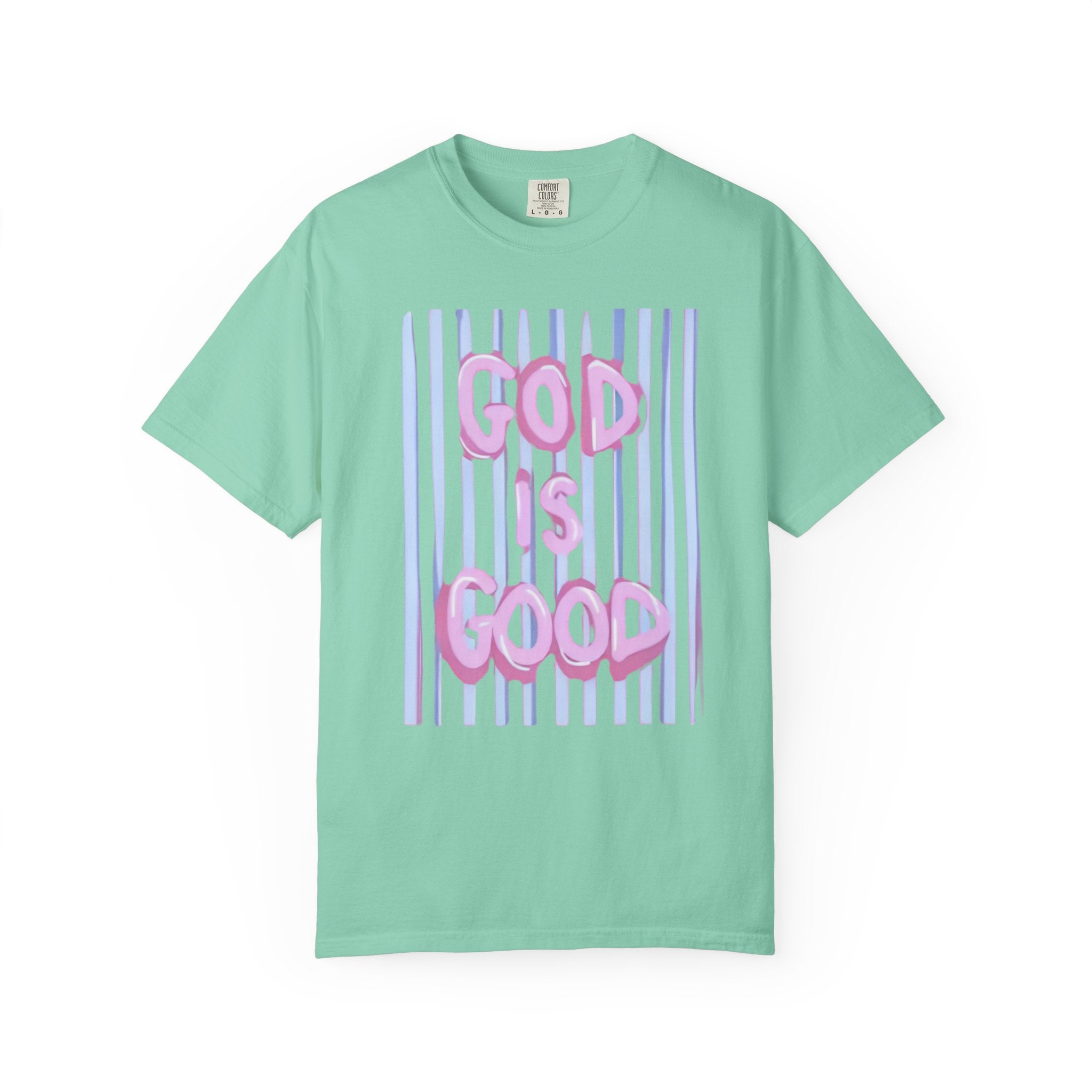 God Is Good T-Shirt — Pastel Pink Bubble Letter Faith Tee