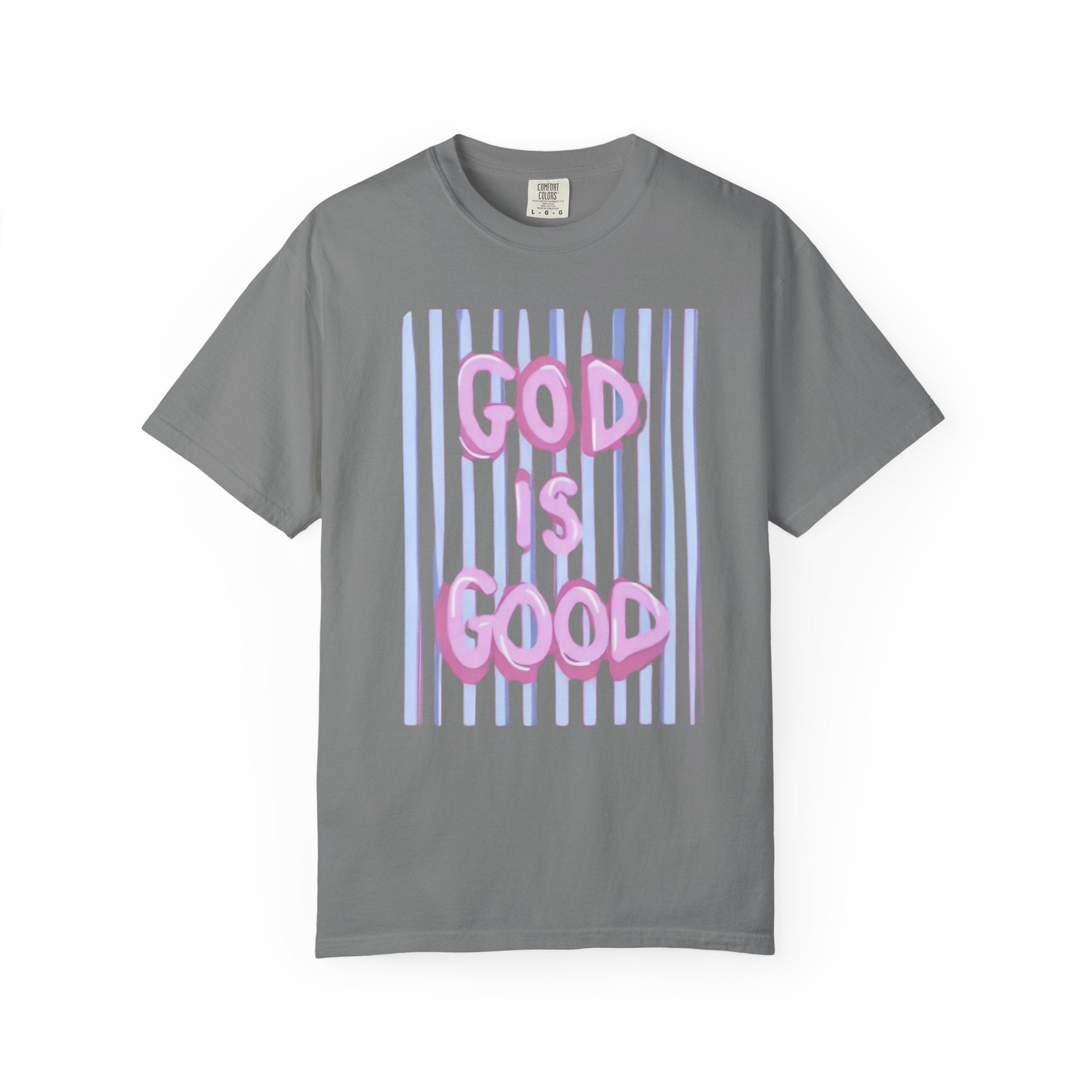 God Is Good T-Shirt — Pastel Pink Bubble Letter Faith Tee