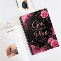 Personalized Spiral Notebook  — Christian Journal with Jeremiah 29:11 God has a plan, Floral Pink Cover