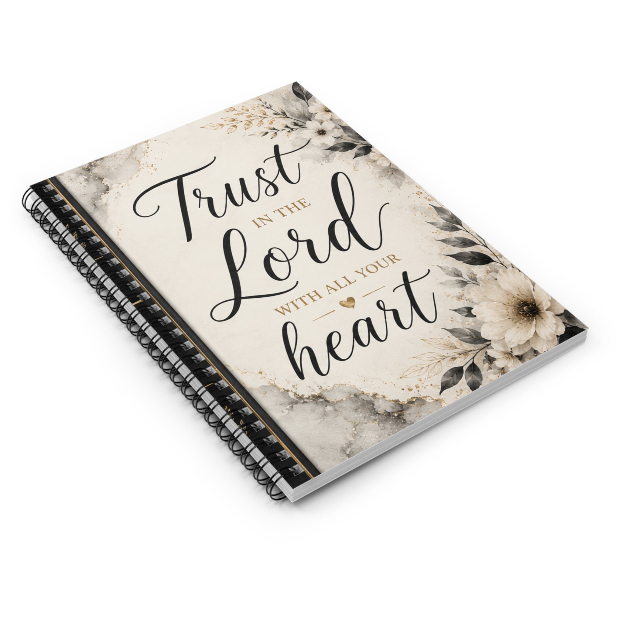 Inspirational "Trust in the Lord" Spiral Notebook — Floral Faith Journal (Ruled)