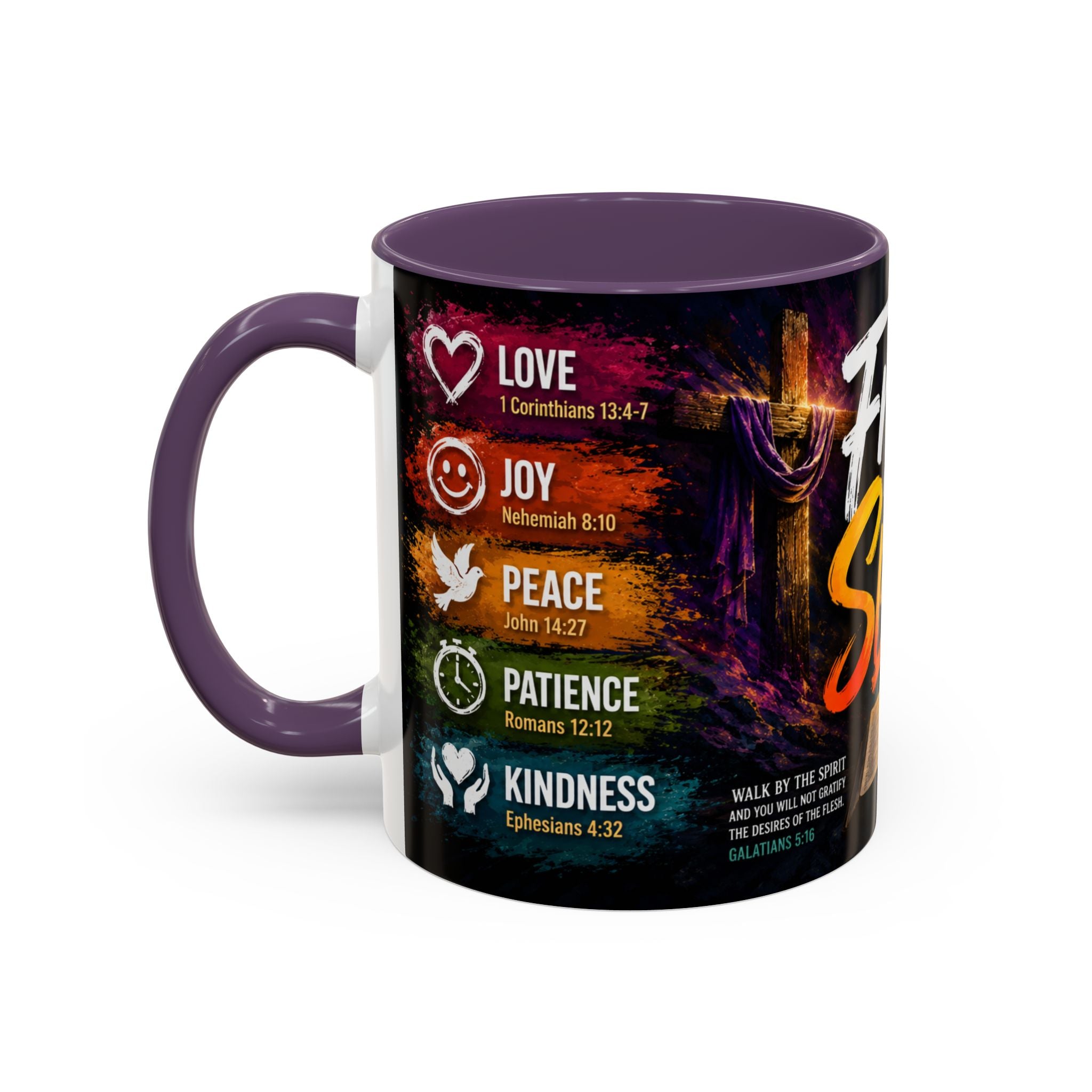 Fruits of the Spirit Coffee Mug — Christian Inspirational Bible Scripture Accent Mug (11/15oz), Religious Gift