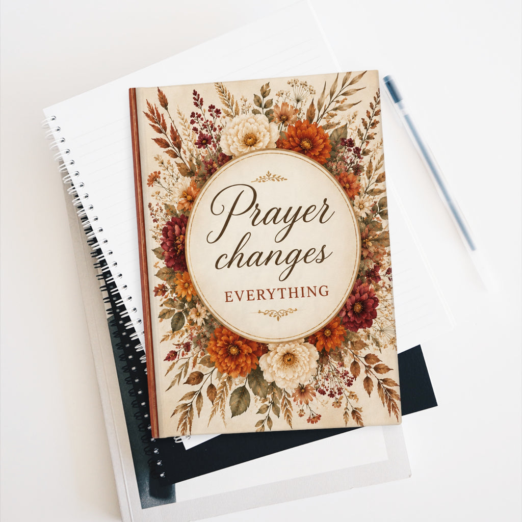 Prayer Hard Cover Journal — "Prayer Changes Everything" Floral Lined Notebook-Personalized