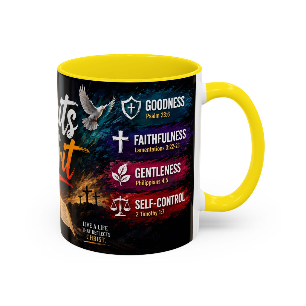 Fruits of the Spirit Coffee Mug — Christian Inspirational Bible Scripture Accent Mug (11/15oz), Religious Gift