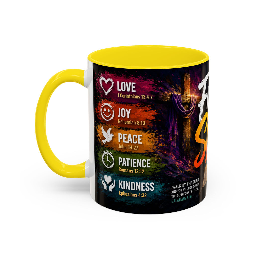 Fruits of the Spirit Coffee Mug — Christian Inspirational Bible Scripture Accent Mug (11/15oz), Religious Gift