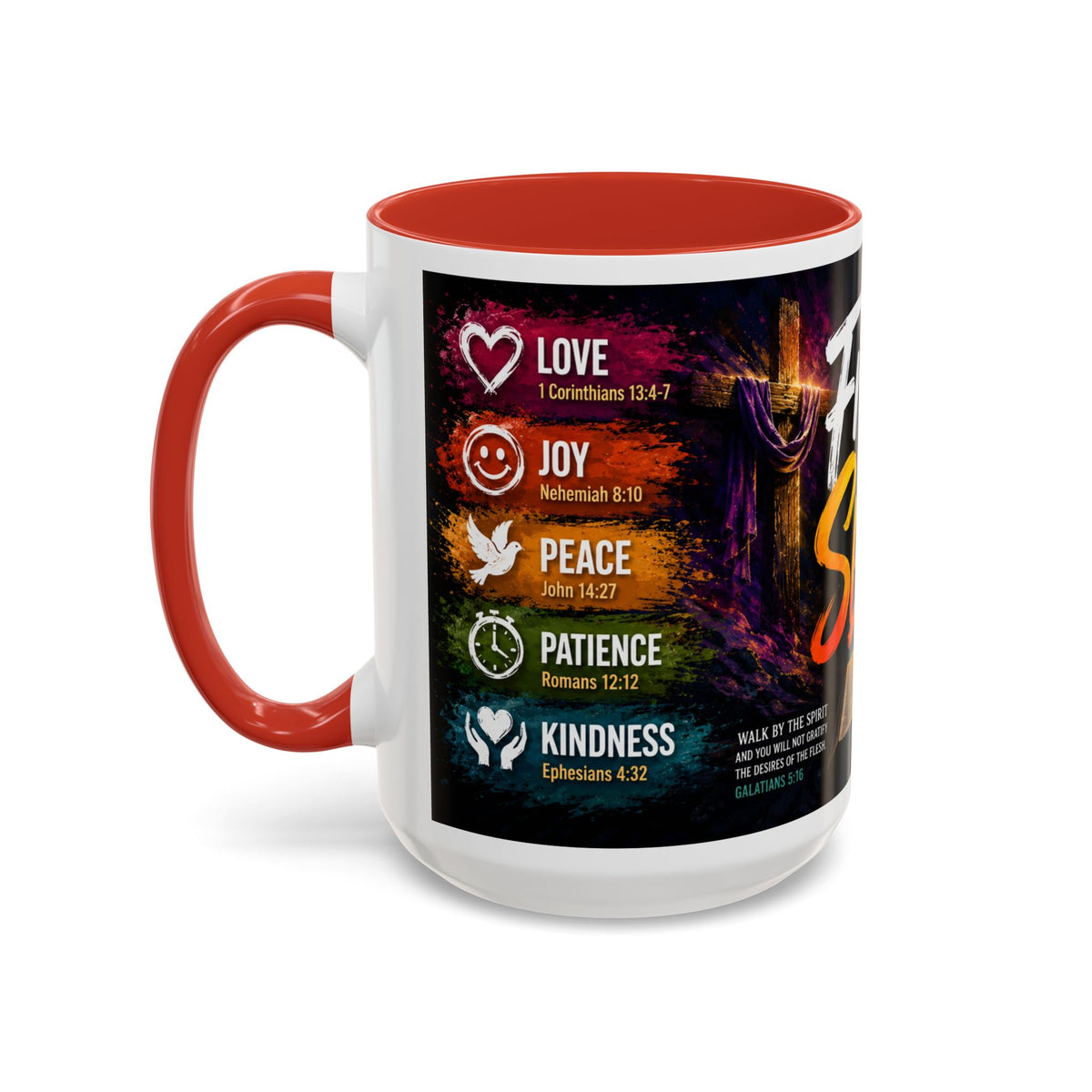 Fruits of the Spirit Coffee Mug — Christian Inspirational Bible Scripture Accent Mug (11/15oz), Religious Gift