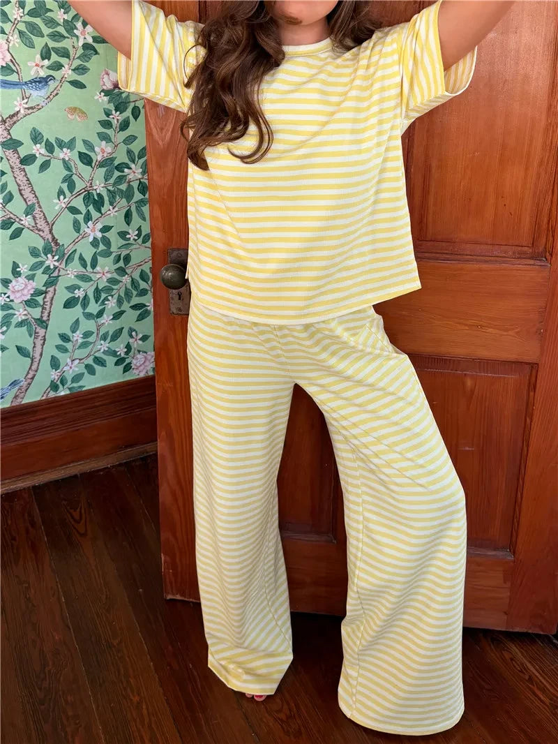 Cozy Chic Striped Wide-Leg Lounge Set