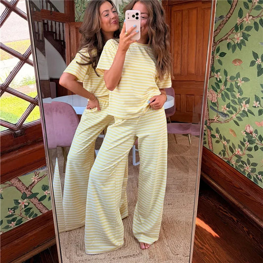 Cozy Chic Striped Wide-Leg Lounge Set