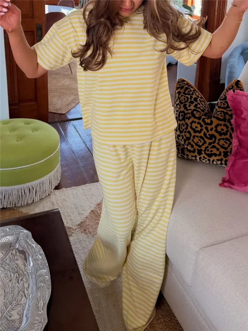 Cozy Chic Striped Wide-Leg Lounge Set