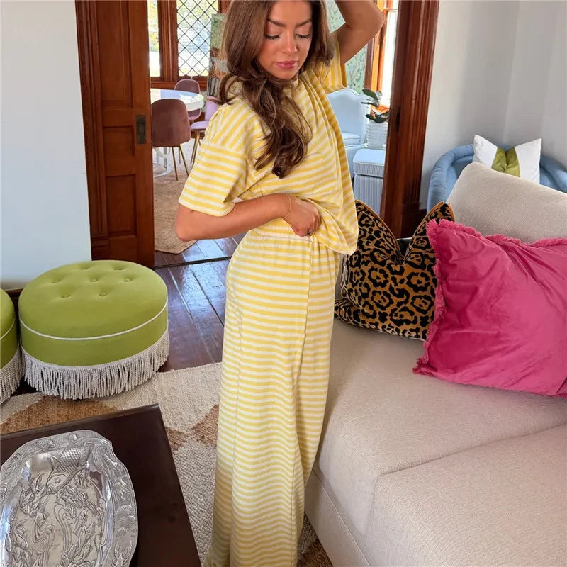 Cozy Chic Striped Wide-Leg Lounge Set