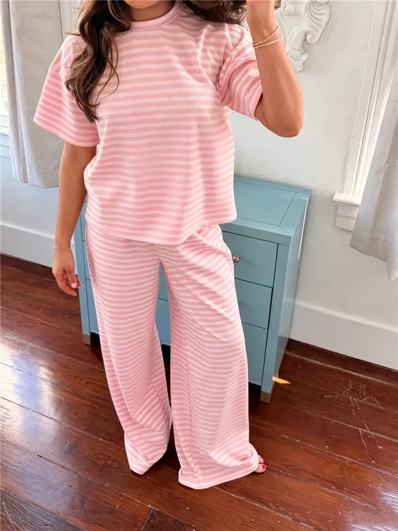 Cozy Chic Striped Wide-Leg Lounge Set