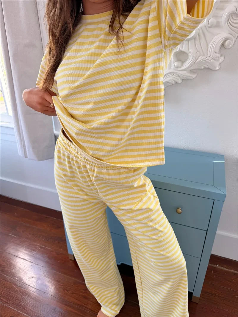 Cozy Chic Striped Wide-Leg Lounge Set
