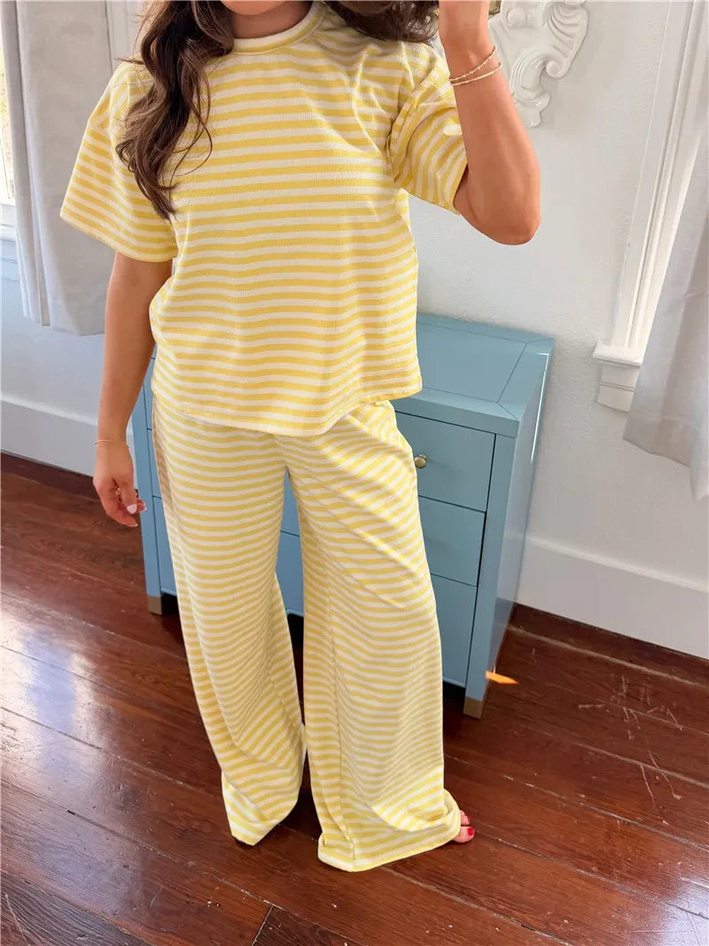 Cozy Chic Striped Wide-Leg Lounge Set