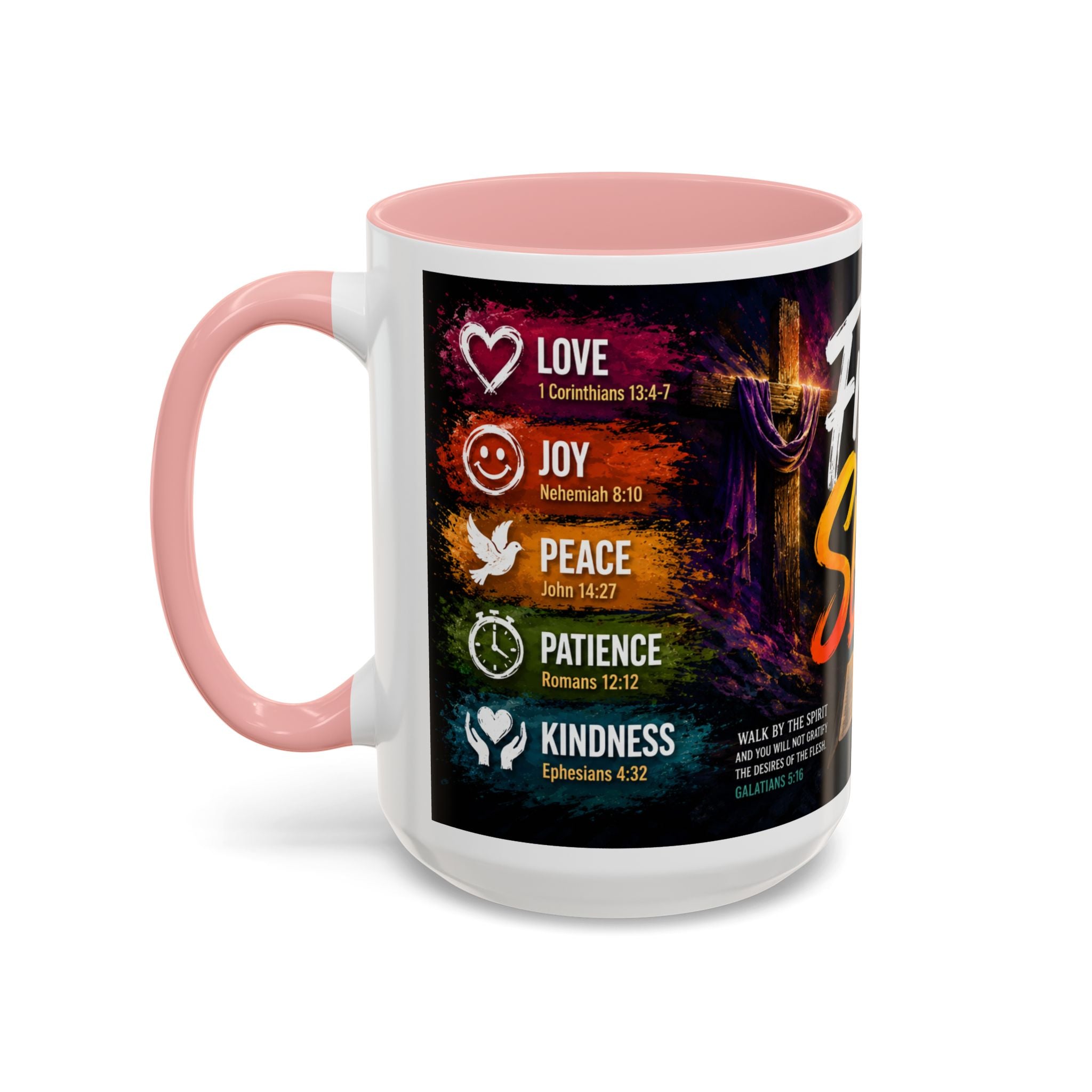 Fruits of the Spirit Coffee Mug — Christian Inspirational Bible Scripture Accent Mug (11/15oz), Religious Gift