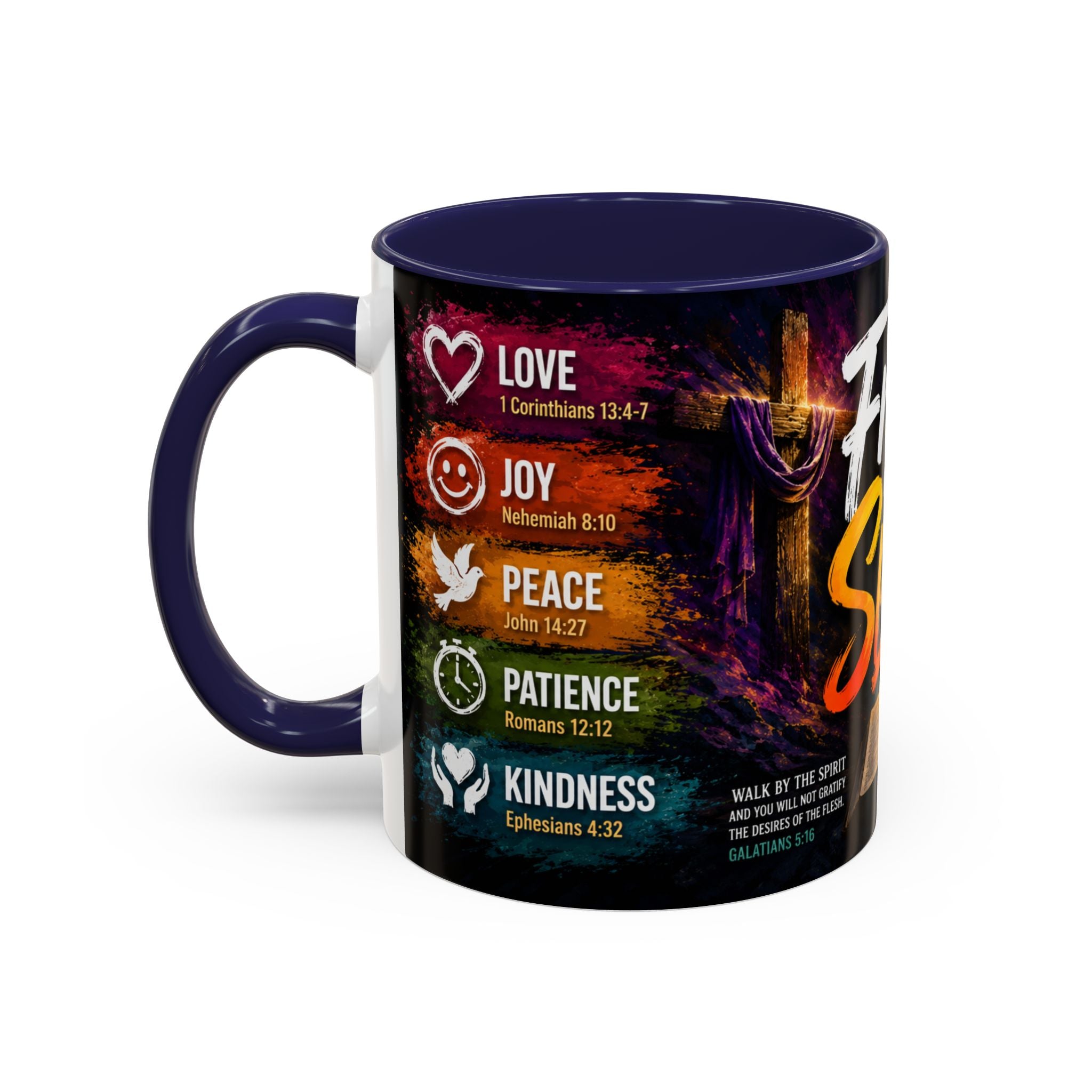 Fruits of the Spirit Coffee Mug — Christian Inspirational Bible Scripture Accent Mug (11/15oz), Religious Gift