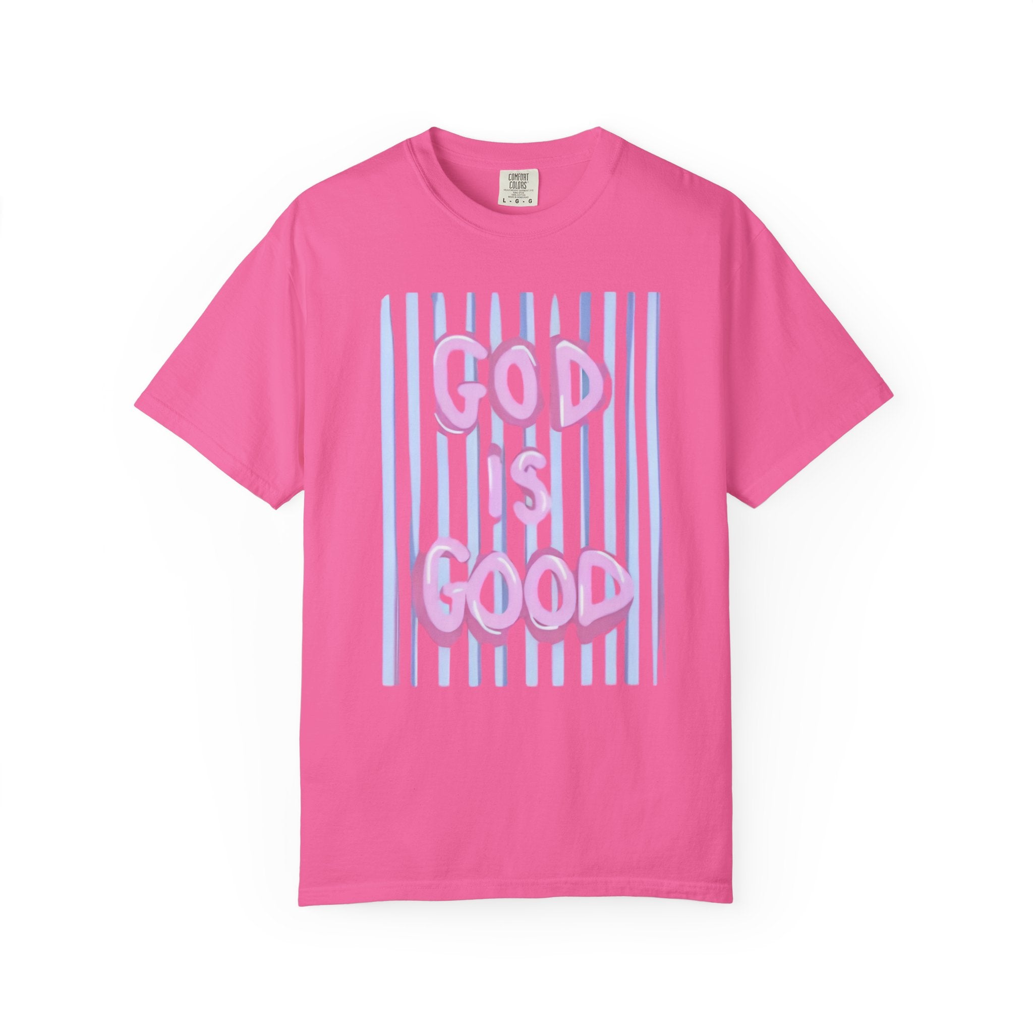 God Is Good T-Shirt — Pastel Pink Bubble Letter Faith Tee