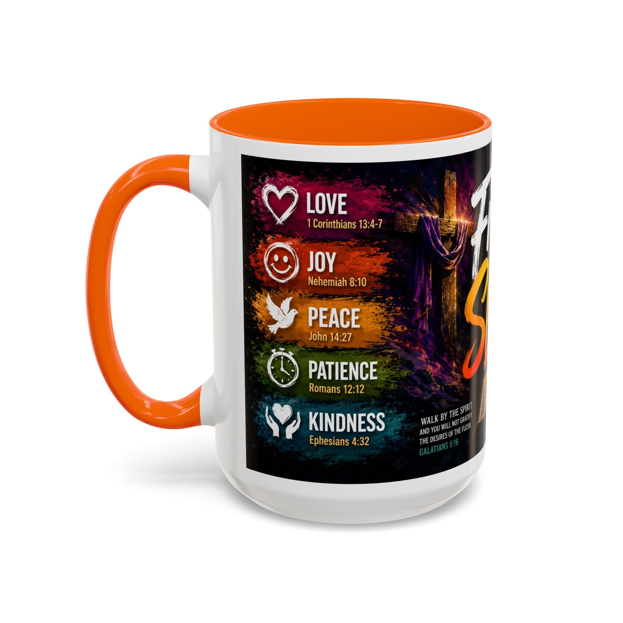 Fruits of the Spirit Coffee Mug — Christian Inspirational Bible Scripture Accent Mug (11/15oz), Religious Gift