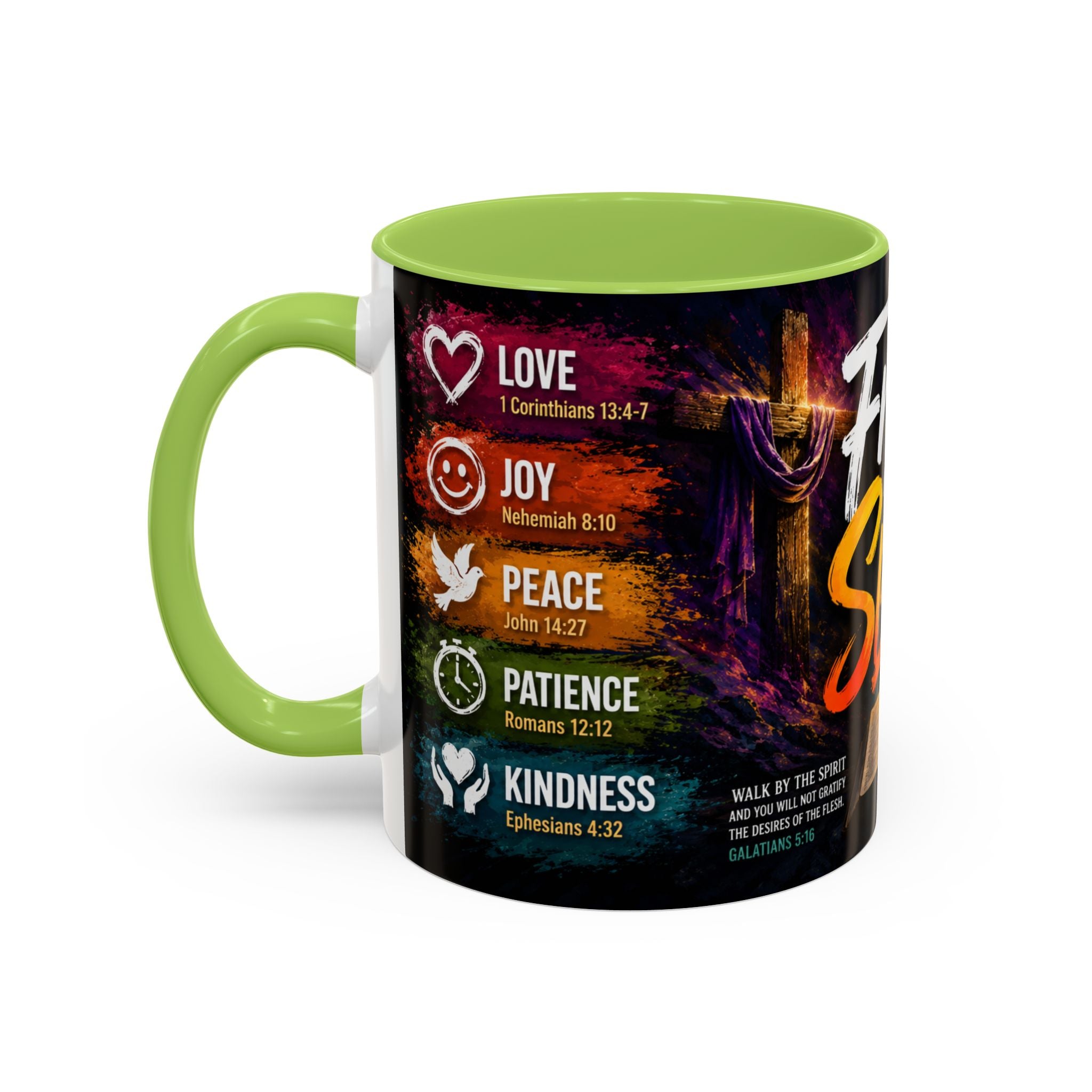 Fruits of the Spirit Coffee Mug — Christian Inspirational Bible Scripture Accent Mug (11/15oz), Religious Gift