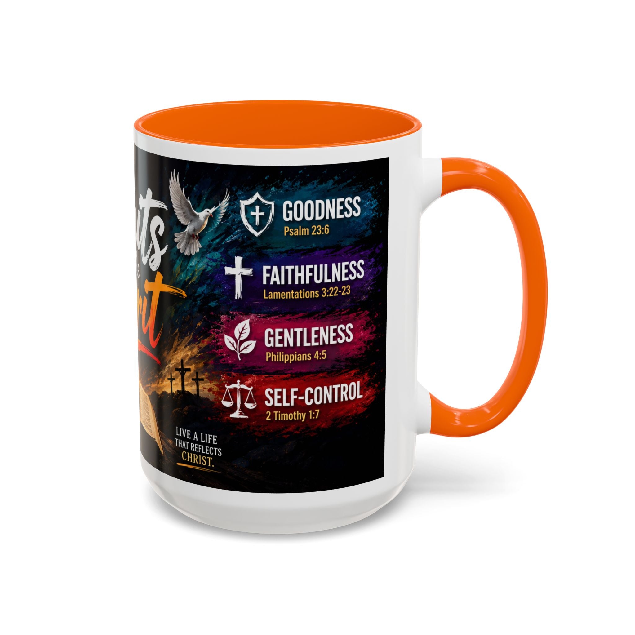 Fruits of the Spirit Coffee Mug — Christian Inspirational Bible Scripture Accent Mug (11/15oz), Religious Gift