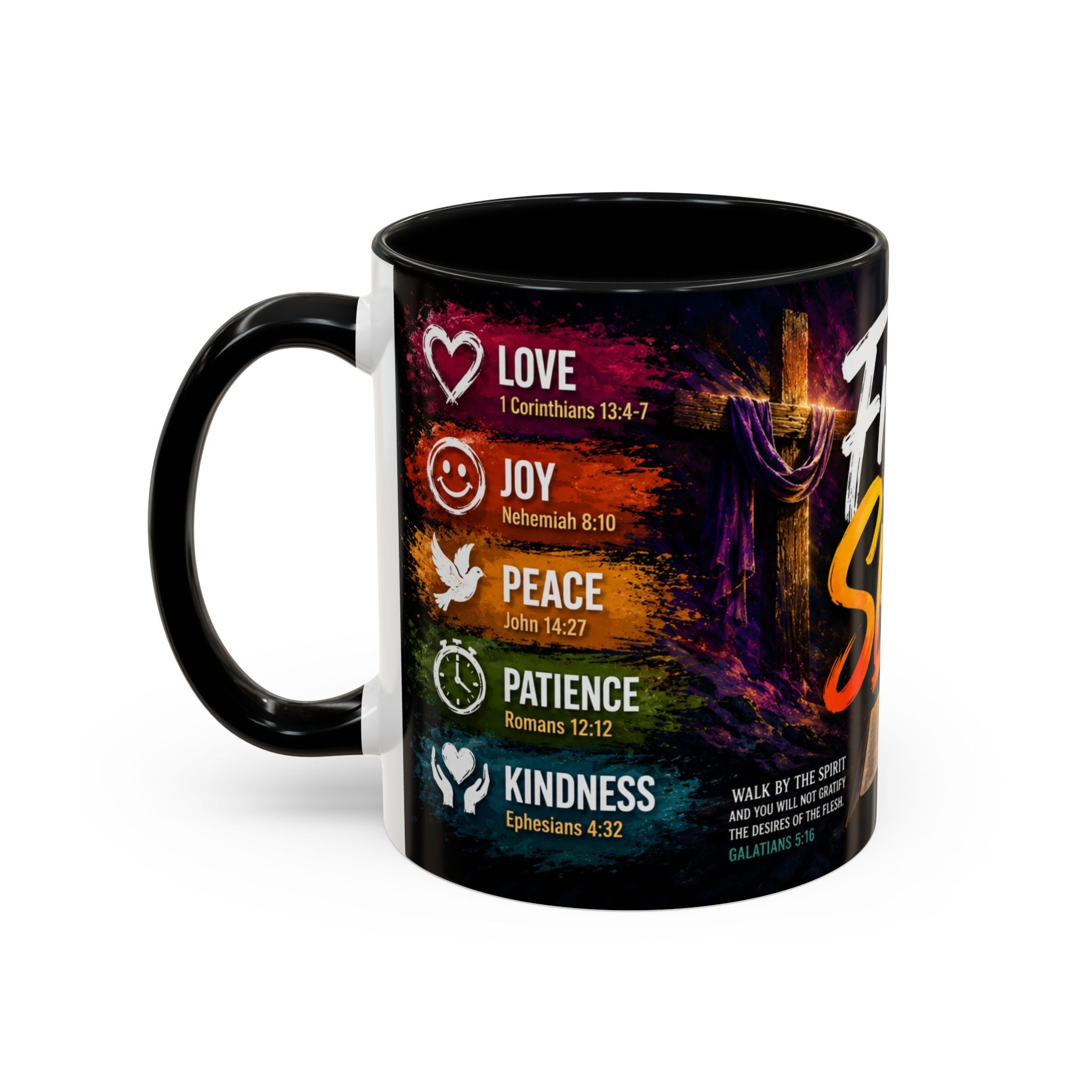 Fruits of the Spirit Coffee Mug — Christian Inspirational Bible Scripture Accent Mug (11/15oz), Religious Gift