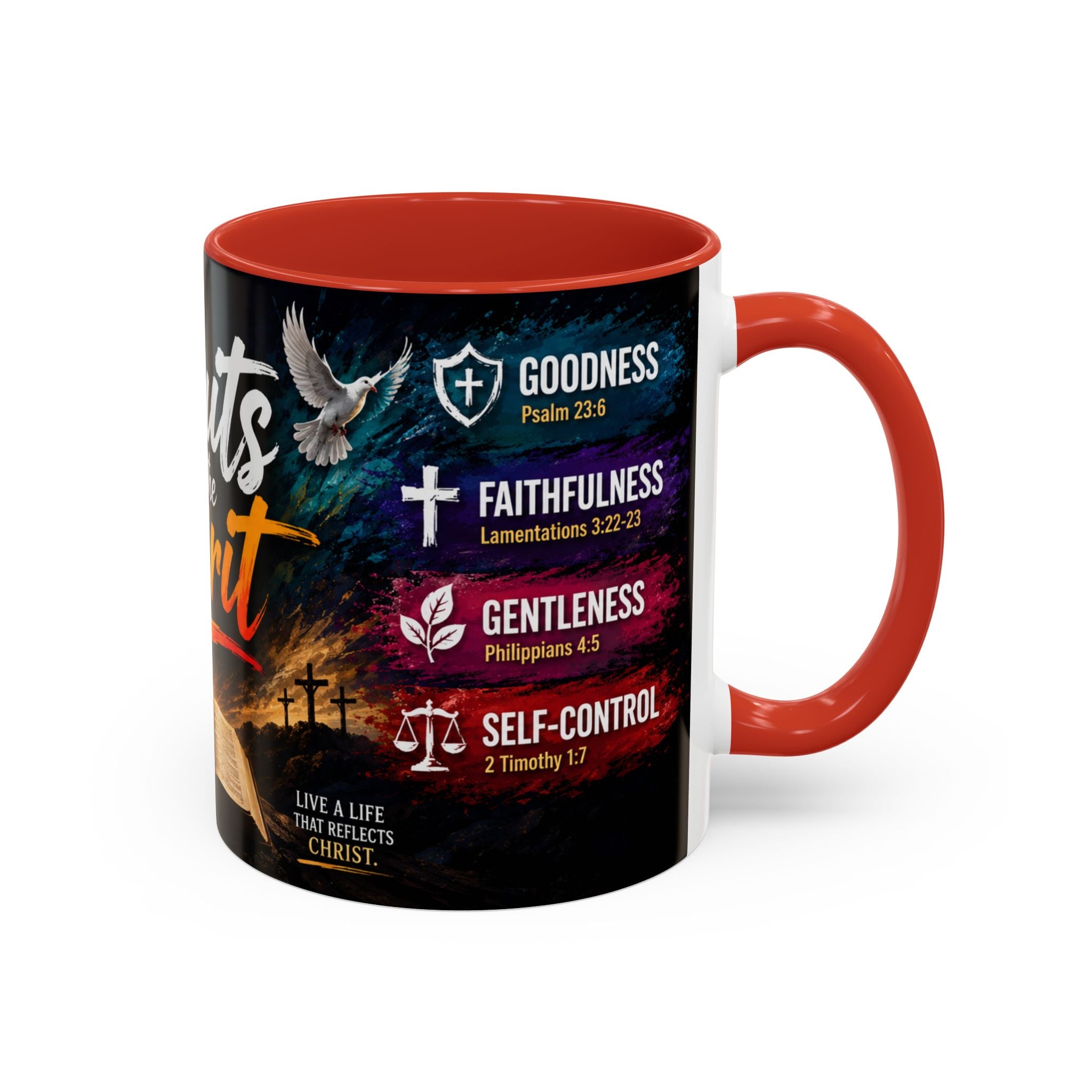 Fruits of the Spirit Coffee Mug — Christian Inspirational Bible Scripture Accent Mug (11/15oz), Religious Gift