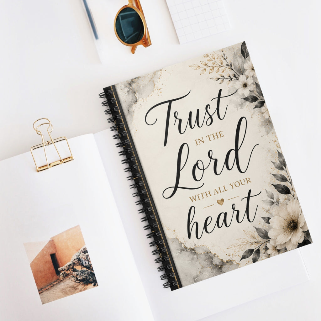 Inspirational "Trust in the Lord" Spiral Notebook — Floral Faith Journal (Ruled)