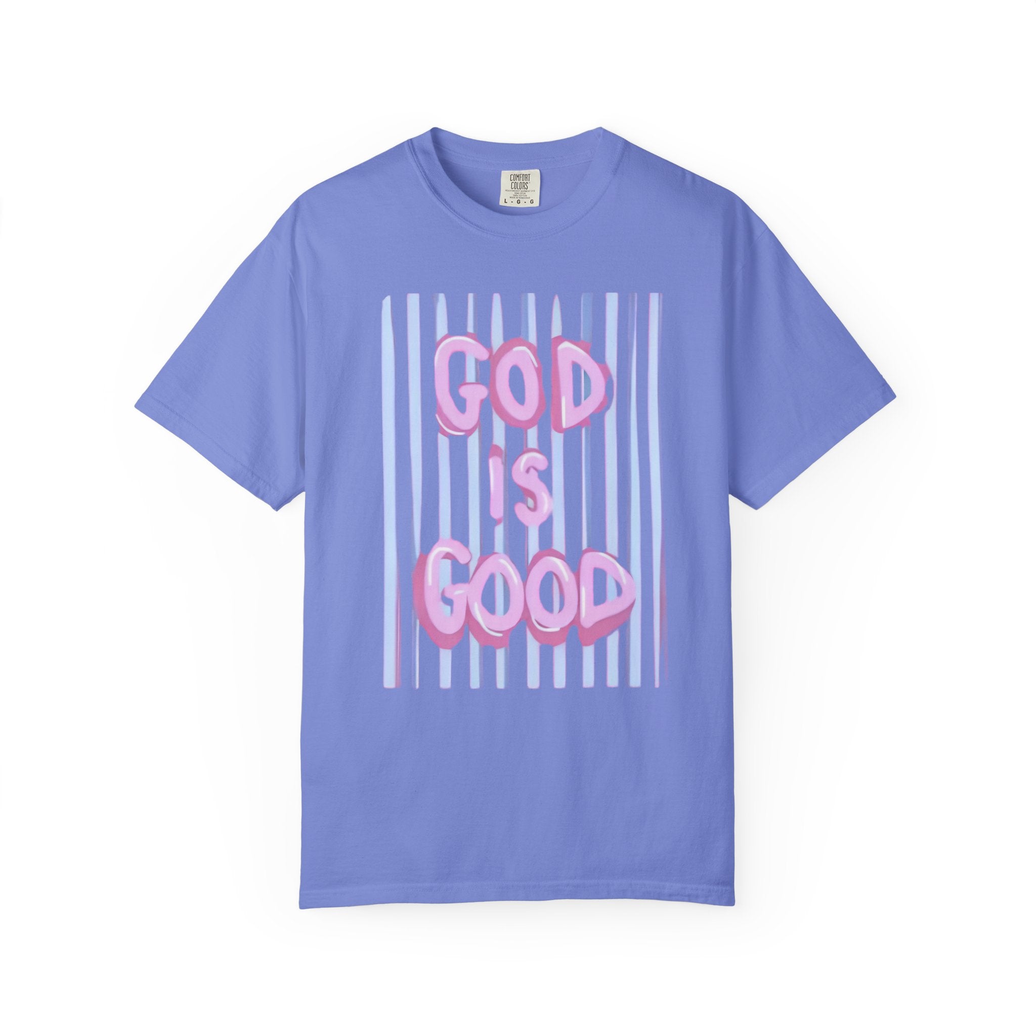God Is Good T-Shirt — Pastel Pink Bubble Letter Faith Tee