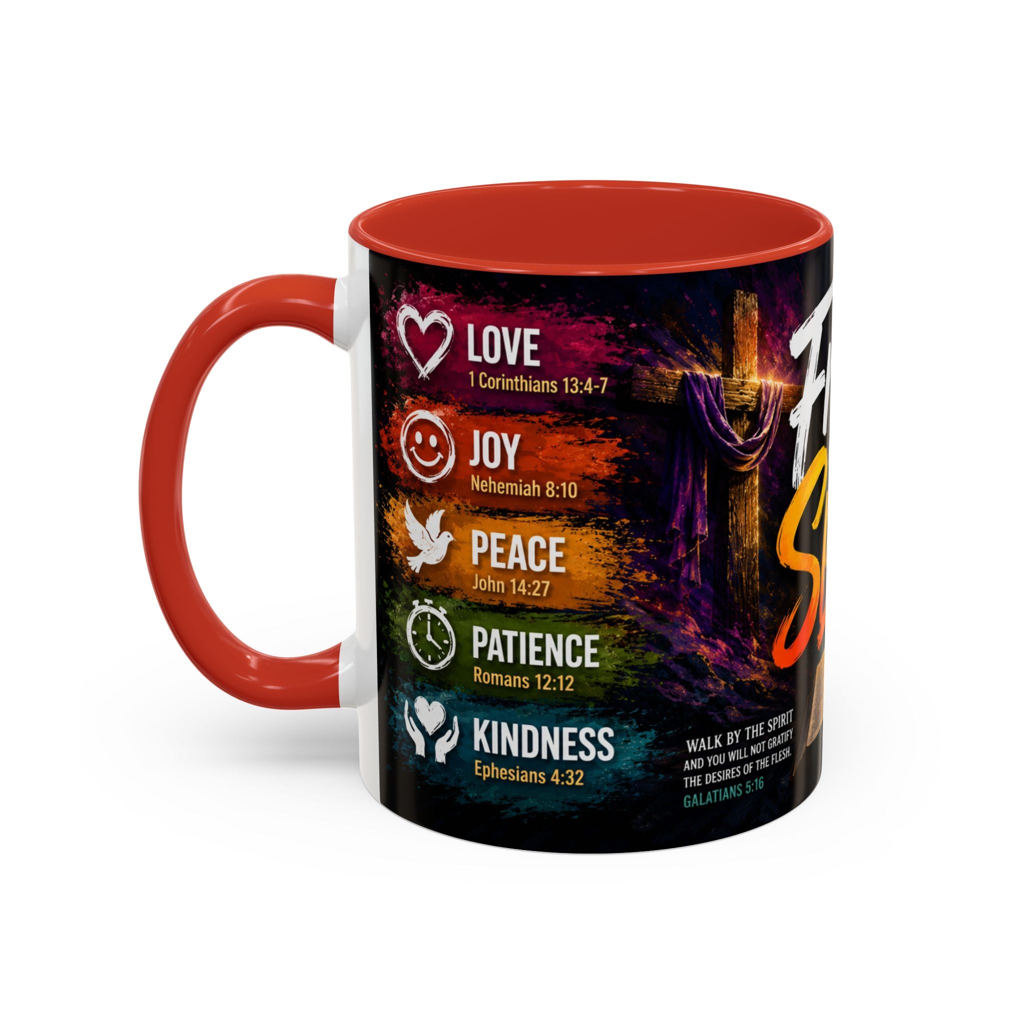 Fruits of the Spirit Coffee Mug — Christian Inspirational Bible Scripture Accent Mug (11/15oz), Religious Gift