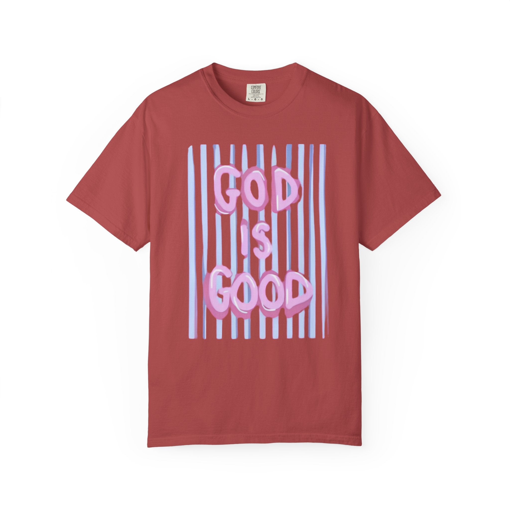 God Is Good T-Shirt — Pastel Pink Bubble Letter Faith Tee