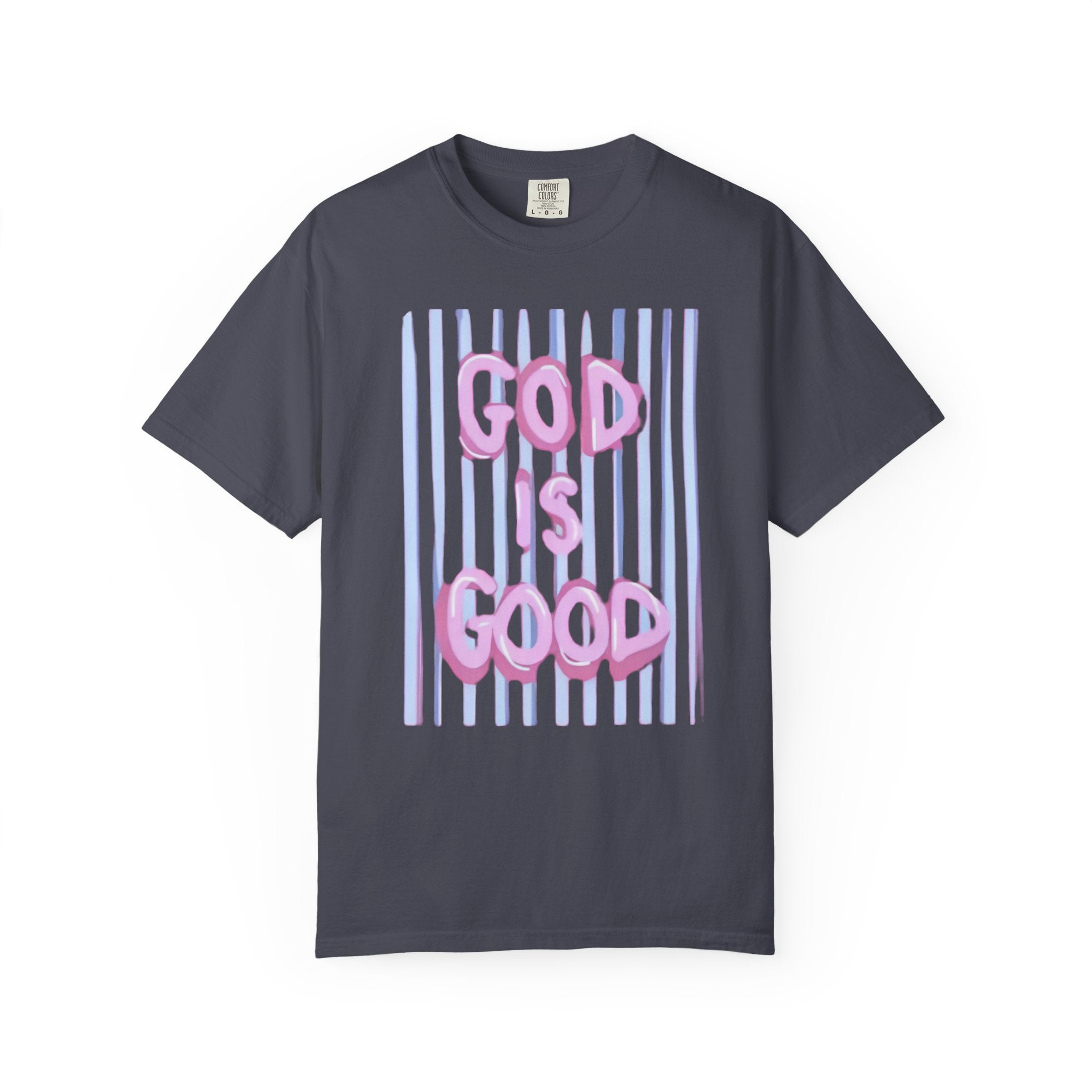 God Is Good T-Shirt — Pastel Pink Bubble Letter Faith Tee