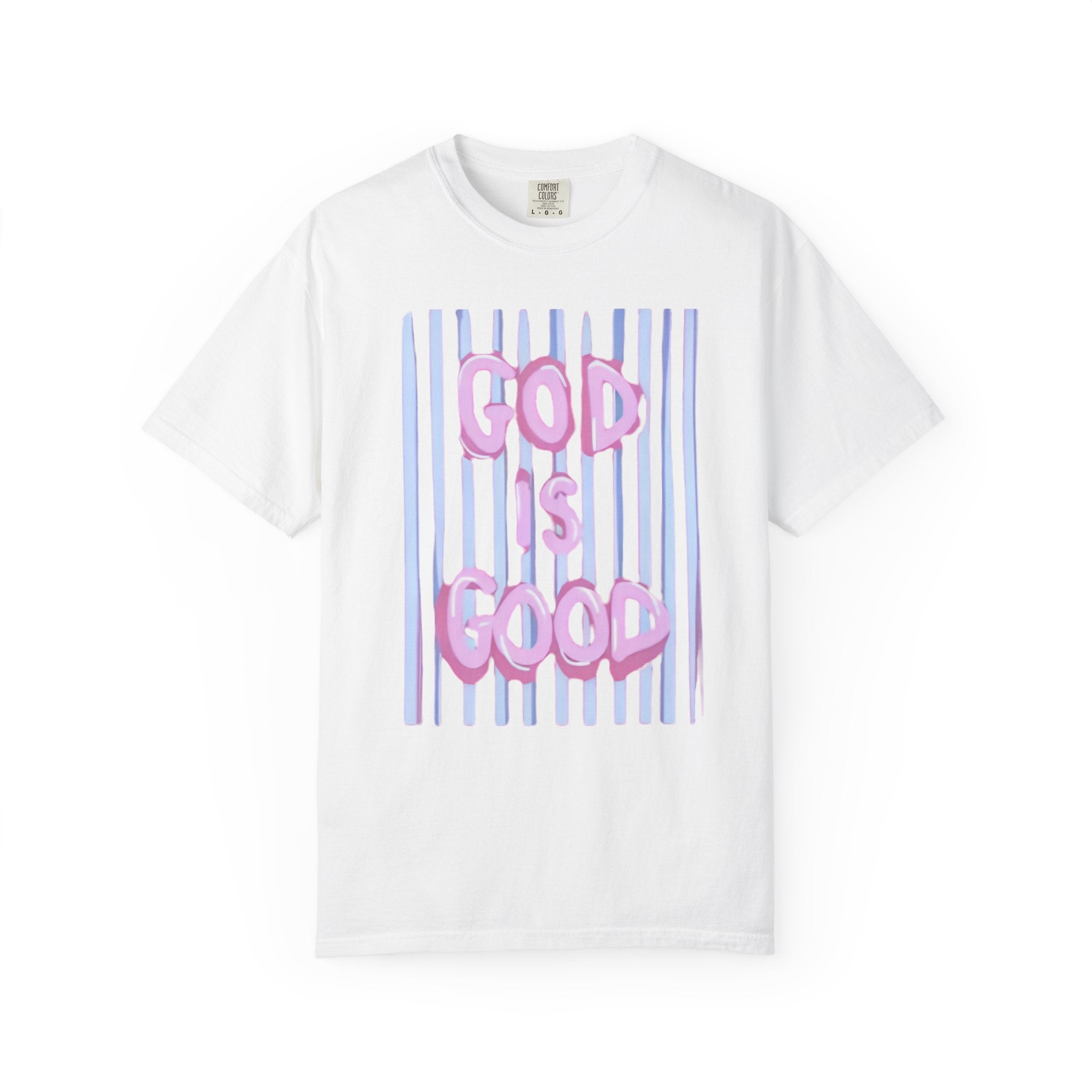 God Is Good T-Shirt — Pastel Pink Bubble Letter Faith Tee