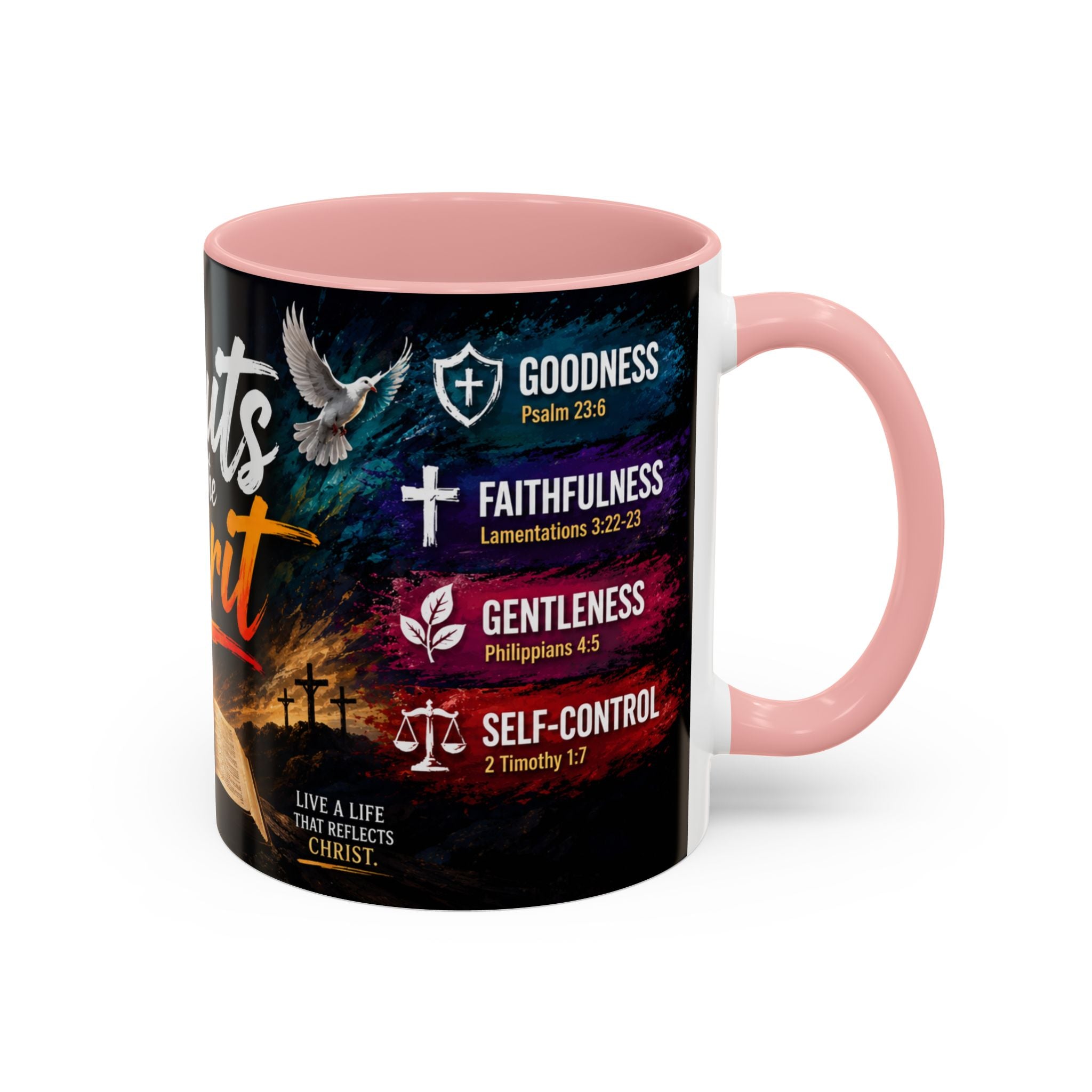 Fruits of the Spirit Coffee Mug — Christian Inspirational Bible Scripture Accent Mug (11/15oz), Religious Gift