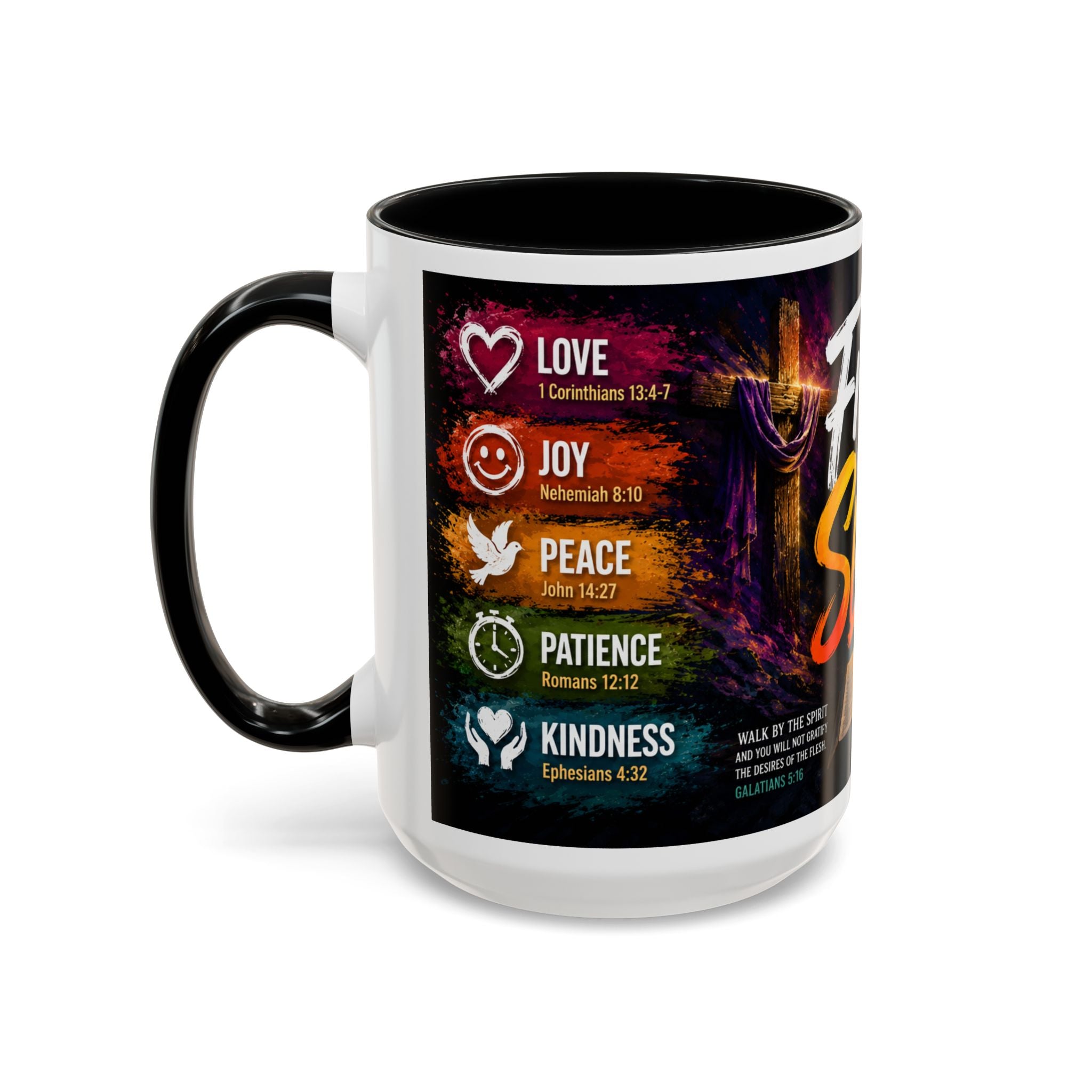 Fruits of the Spirit Coffee Mug — Christian Inspirational Bible Scripture Accent Mug (11/15oz), Religious Gift