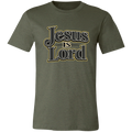 Green t-shirt with 'Jesus is Lord' text on a white background