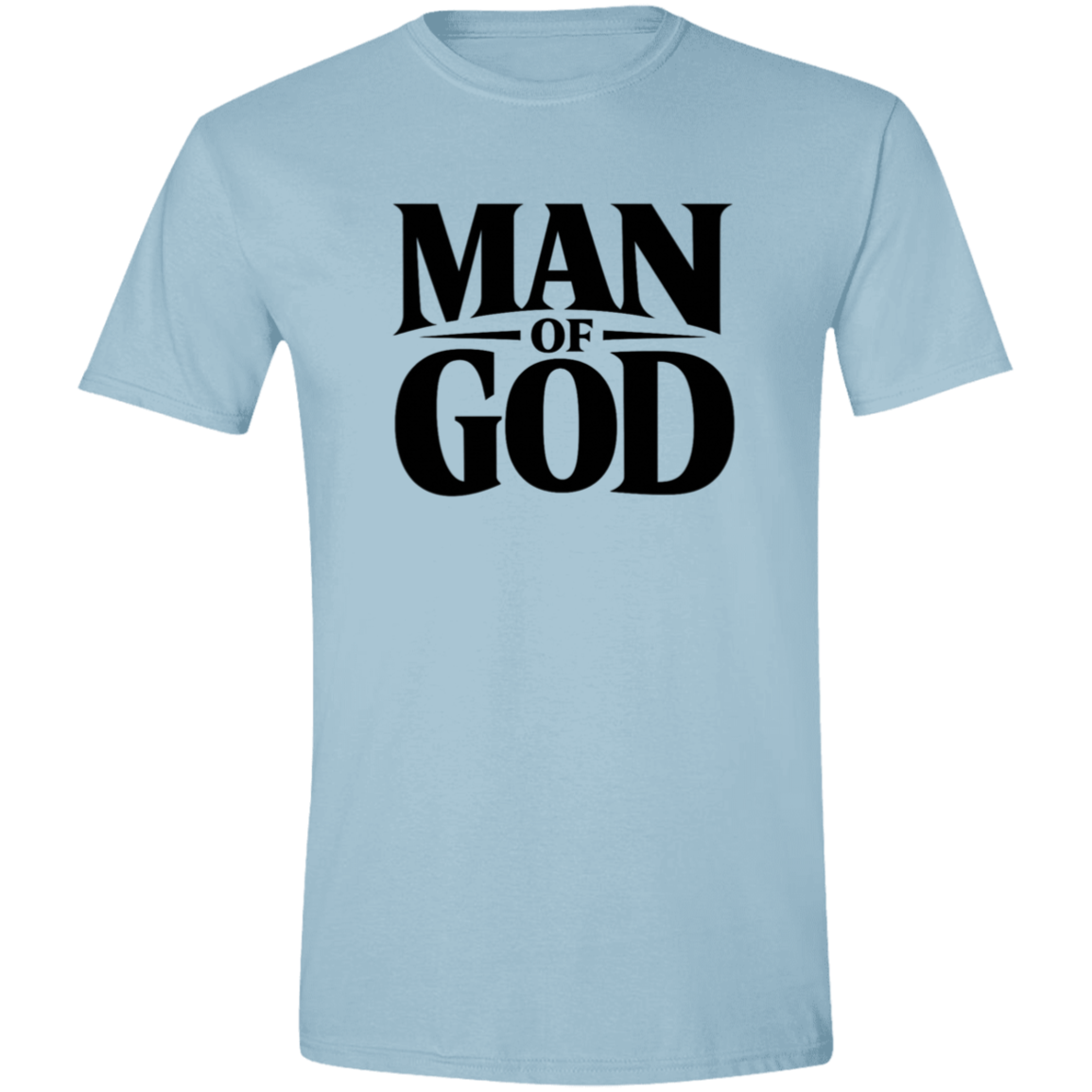 Light blue t-shirt with a graphic of a truck and text on a white background