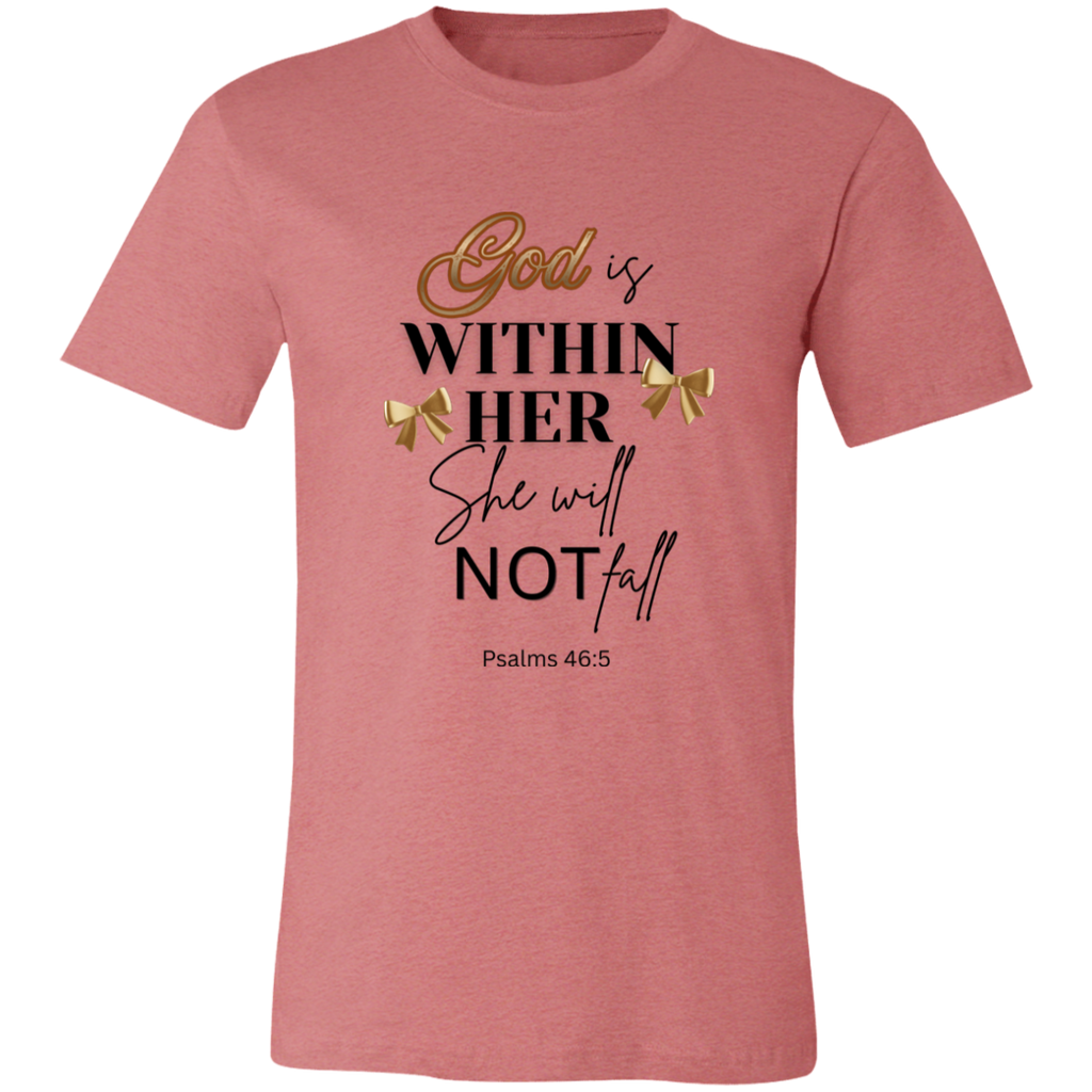 Mauve t-shirt with motivational quote and decorative elements on a white background