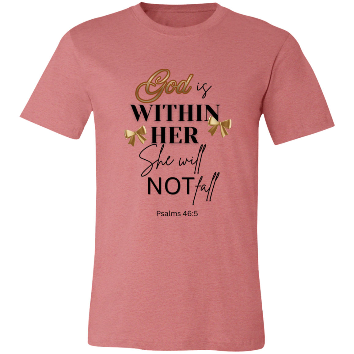Mauve t-shirt with motivational quote and decorative elements on a white background