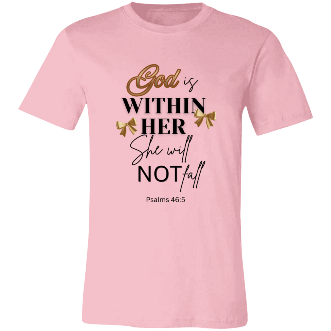 Pink t-shirt with motivational quote on a white background