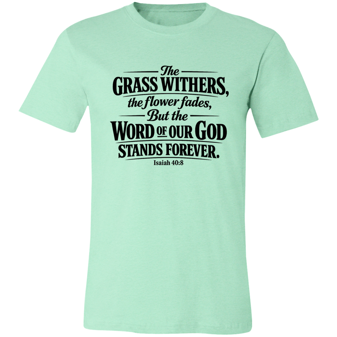 Light green t-shirt with black text 'NO TURNING BACK' on a white background