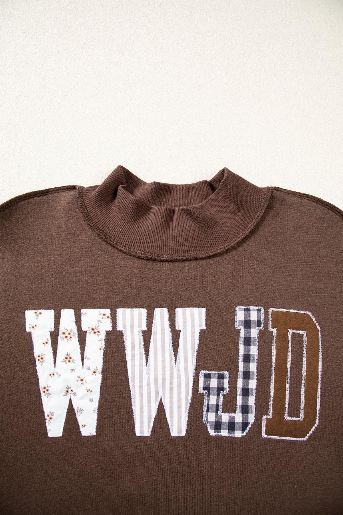Embroidered Patch Graphic WWJD Sweatshirt