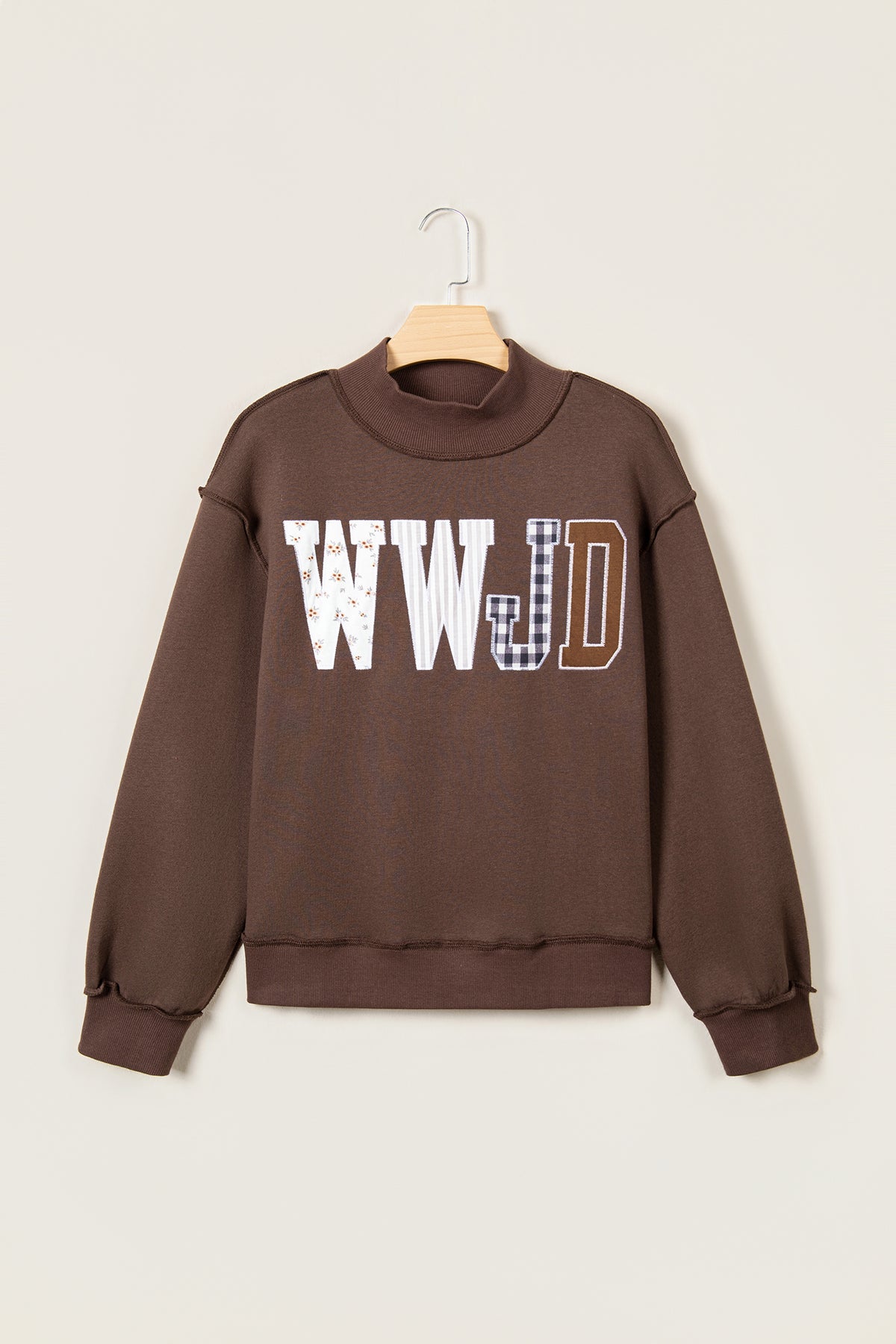 Embroidered Patch Graphic WWJD Sweatshirt